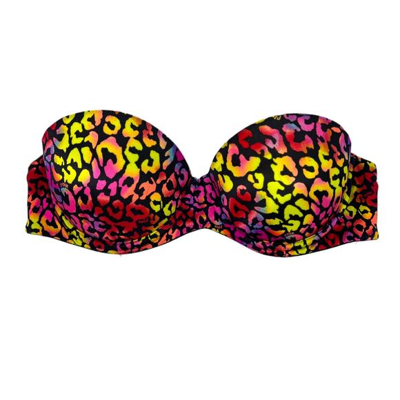 Victoria's Secret Other - PINK Victorias Secret Rainbow Leopard Print Multi-Way Push Up Underwire Bra 34B